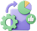 AI analytics concept icon with pie chart and approval symbol