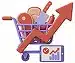 E-commerce sales growth illustration with shopping cart and upward trend