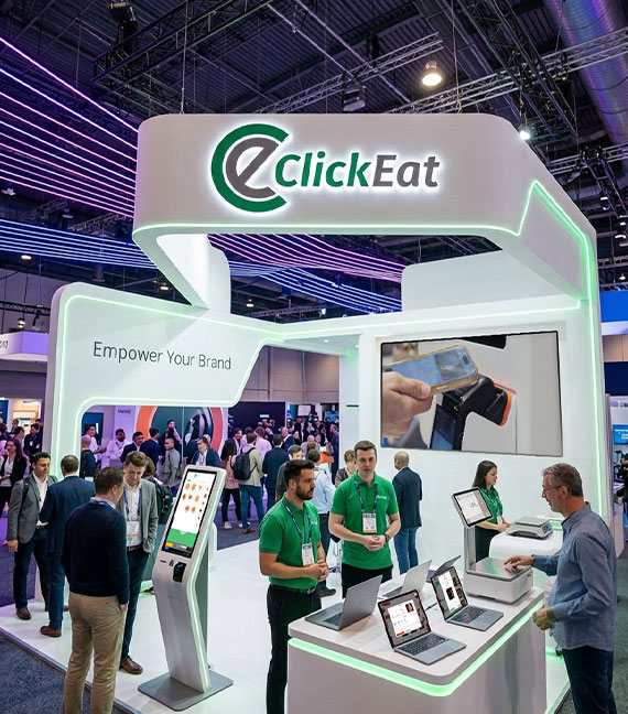 ClickEat trade show booth showcasing digital ordering solutions